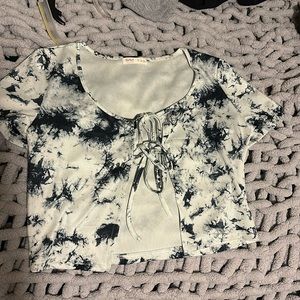 Marbled tie up short sleeve shirt